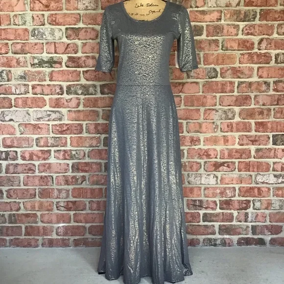 LuLaRoe | Dresses | Lularoe Ana Maxi Dress Elegant Collection Grey Metallic  Gold Nwt | Poshmark